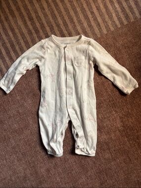 Carter's Cream Long Sleeve Baby One-Piece with Pastel Prints